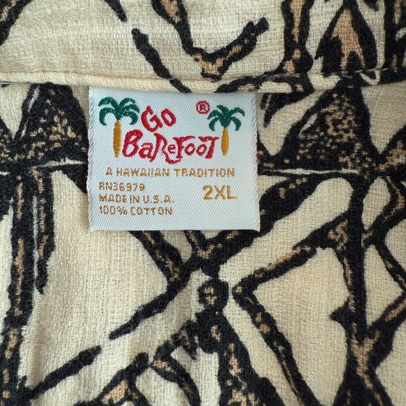 Go Barefoot Short Sleeve Hawaiian Button Down Shirt Size 2XL - Picture 6 of 6